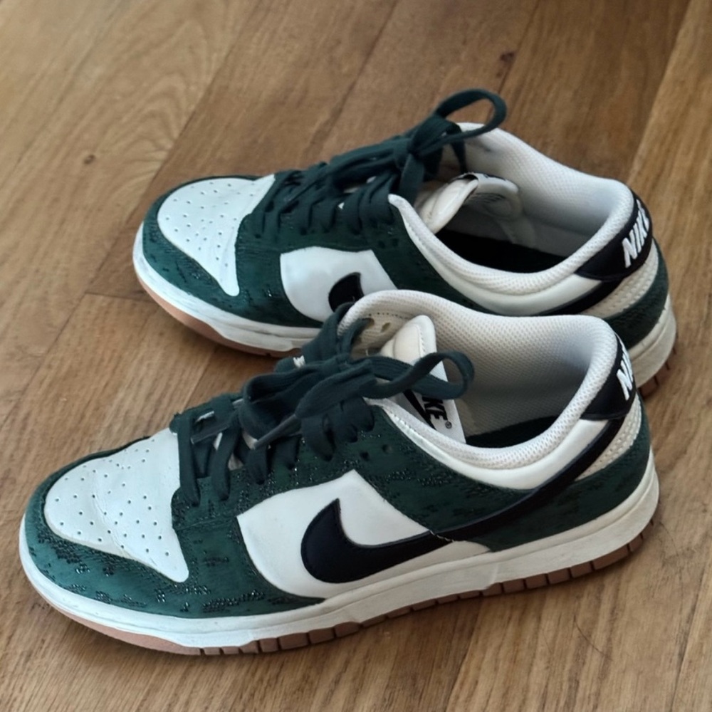 Nike Forest Green and White Dunks